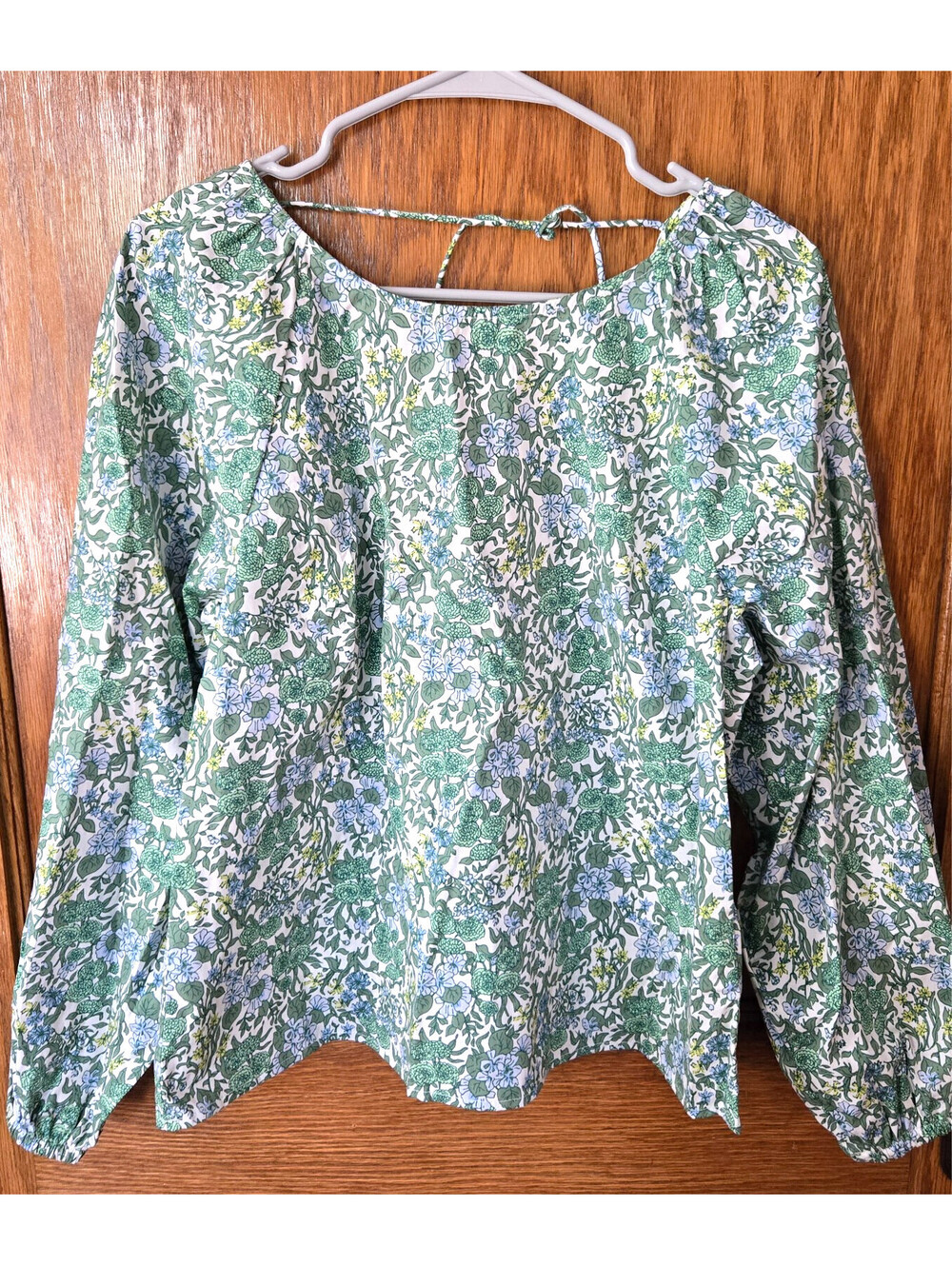 New J Crew Green Floral Peasant Top Cottage Core Size 14